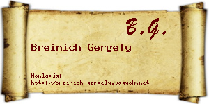 Breinich Gergely névjegykártya